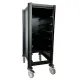 Leichter und g�nstiger schwarzer fahrbarer Tablettabr�umwagen f�r 7 Tabletts im Ma� 455x355 mm. Mit 7 Tablettaufnahmen im Abstand von 130 mm. Optimal f�r Caf�, B�ckerei, Mensa, Imbiss und Cafeteria.