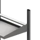 Detailansicht des h�henverstellbaren Schr�gkorb-Bords vom Sp�lkorbwagen KTW-S-50x50: Die Hakenaufnahme greift in die gelochte Verstellschiene und l�sst sich zur H�henverstellung einfach verstellen.