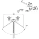 Ma�zeichnung Draufsicht STYL Wand-Mischbatterie - Schwenkbereich Auslauf 110�, maximale Reichweite 360 mm, Exzenteranschl�sse mit Wandrosetten, Gesamtbreite 360 mm.