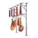 Wurst- und Fleischgeh�nge aus Aluminium mit Vierkantrohr-S�ulen, best�ckt mit h�ngenden Schinken und Salamis - stabile Konstruktion f�r Metzgerei, Reifekammer und Verkaufstheke