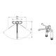 Ma�zeichnung der Klarco LINEA STYL Profi Line 1S.3042.48.72: Draufsicht mit 110 Grad Schwenkbereich, Auslaufradius 365 mm, Drehbereich 202 mm, Tiefe 343 mm. Zus�tzlich 3D-Ansicht der erh�hten Zweiloch-Standarmatur.