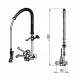 Profi-Geschirrbrause zur Wandmontage mit flexibler Federbrause und Einhebelmischer. Die Abbildung zeigt eine Produktansicht sowie eine Ma�zeichnung mit einer Gesamth�he von ca. 1001 mm und einem Mittenabstand von 155 mm. Geeignet f�r den Profi Einsatz.