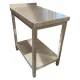Beispiel CAT Edelstahl Arbeitstisch ATB08-04-30 mit Ablageboden. Mae 60x80 cm, Arbeitshhe 90 cm. Tischplatte 1,5 mm stark, holzfrei unterfttert mit hinterer Aufkantung. Stabil, hygienisch und geeignet fr Feucht- und Nassbereiche.