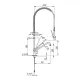 Ma�zeichnung der Klarco EUROP Geschirrbrause 2E.2914.4L.72/C87: Armatur mit J-Auslauf �25 x 295 mm, Auslaufh�he 208 mm, Reichweite 351 mm, Hebelschwenk 25 Grad. Anschluss G 3/4 und G 1/2.