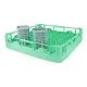 Der Tellerkorb Typ P-18-12 in Grn mit passenden Besteckkchern ist ideal fr professionelle Geschirrspler von Meiko, Hobart, Winterhalter und Ackermann. Mit 50x50 cm Korbma bietet er Platz fr 18 Teller und zustzlichen Stauraum fr Besteck. Perfekt f