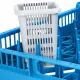 Detail Tellerkorb UK-blau mit optionalem Besteckbeh�lter CBS und Aufnahmefingern mit Spezialaufnahmen f�r Teller