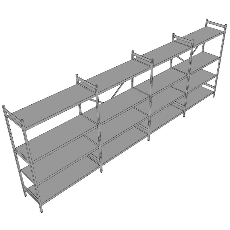 5.525x500x1.800 Mm Hupfer Edelstahl Regal Norm-25 Mit Regalböden