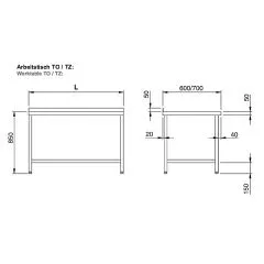 Chromonorm Edelstahl Arbeitstisch mit 2 Schubladenblcken - TZ061XUS3B0