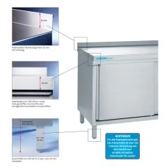 Chromonorm Edelstahl Arbeitstisch mit 2 Schubladenblcken - TZCS3B0-06 12-24