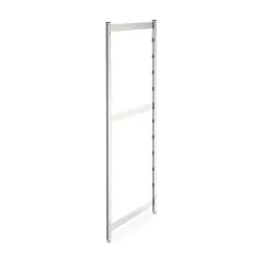 Detailansicht eines Regalstnders des Hupfer Regals Norm-35 mit den Maen 180x51x180/200 cm und Edelstahl Drahtrostauflagen, ideal fr stabile und hygienische Lagerlsungen.