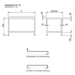 Chromonorm Edelstahl Arbeitstischkombination - TZ07XXCAS3R0