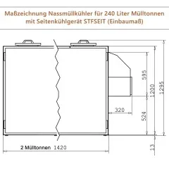 KC1420CN - K. & M. Holland Mll- & Abfallkhler fr 2x240l Biomlltonne - Mazeichnung Frontseite