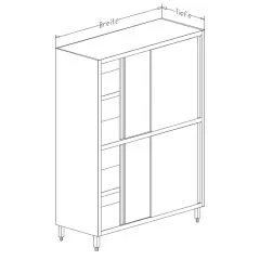CAT-Edelstahl Hochschrank Schiebetren beidseitig - Tiefe 60cm CAT-HSB-06-10-18