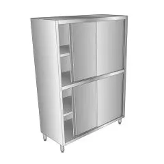 CAT-Edelstahl Hochschrank Schiebetren beidseitig - Tiefe 60cm CAT-HSB-06-10-18