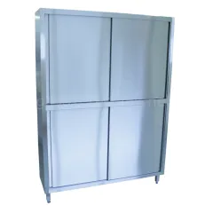 CAT-Edelstahl Hochschrank Schiebetren beidseitig - Tiefe 80cm CAT-HSB-08-10-18