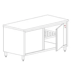 CAT-Edelstahl Wrmeschrank Flgeltren beidseitig - Tiefe 70cm CAT-UWFB-07-06-14