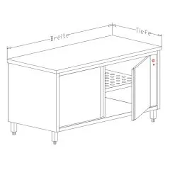 CAT-Edelstahl Wrmeschrank Flgeltren beidseitig - Tiefe 70cm CAT-UWFB-07-06-14