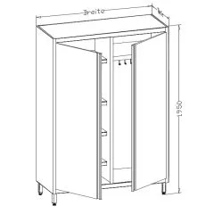 CAT-Edelstahl Putzmittelschrank PM2 - Tiefe 50cm CAT-PM2-05-08-12