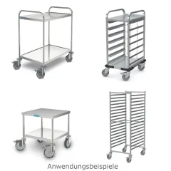 Anwendungsbeispiele der Lenkrolle Stahl-verzinkt  125 mm - LR Stvzkt Rz1/125 mF: Hochwertige Ersatzrolle fr Hupfer fahrbare Gerte wie EN/GN-Wagen, Regalwagen, Servierwagen, Abrumwagen und Kchenhocker. Auch einsetzbar bei Blanco* und B.Pro*