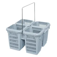 Der graue Besteckkcher CBS4-B mit NSF-Zertifizierung verfgt ber 4 separate Fcher und einen stabilen Edelstahlbgel - ideal fr hygienisches Splen von Besteck und optimales Handling.
