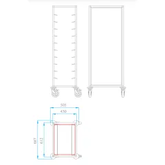 Hupfer Tablett Abrumwagen TAWALU 1635 - 10 EN-1/1 OT-S - SCHWARZ