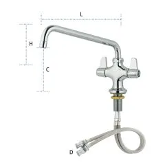 Profi Zweigriff-Armatur - Auslaufhahn 308mm - Einlochmischbatterie TM1L