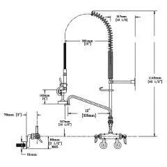 Profi Vorsplbrause hoch - Auslaufhahn 308mm - Zweilochmischbatterie WM2L