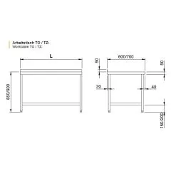Chromonorm Edelstahl Arbeitstisch mit Ablageboden - TZU07 04-20