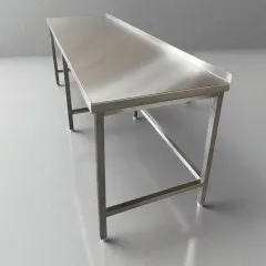 Seitenansicht CAT Edelstahl Arbeitstisch ATV06-04-30 mit offenem Unterbau. Holzfrei unterftterte Tischplatte, Tiefe 80 cm, Breite whlbar von 40 bis 300 cm, Arbeitshhe 85 bis 95 cm. Geeignet fr Feuchtrume und hygienische Bereiche.