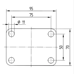 Lenkrolle luftidentisch  125 mm ohne Bremse mit Anschraubplatte