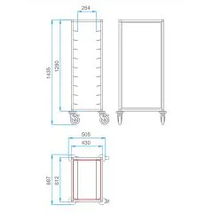 Hupfer Tablett Abrumwagen TAWALU 1435 - 09 EN-1/1 OT-S - SCHWARZ