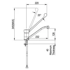 Langhebelarmatur LINEA - Auslaufhahn 220mm - Einhebelmischer TM1L