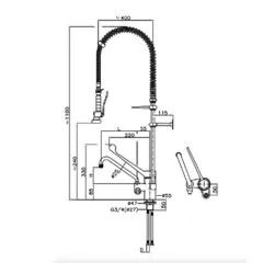 Profi Vorsplbrause hoch - Auslaufhahn 295mm - Einlochmischbatterie TM1L